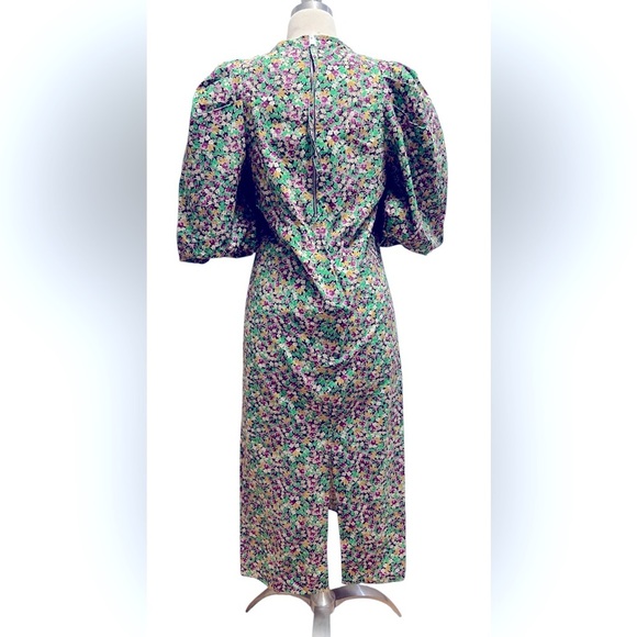 Isabel Marant pour H&M Floral Midi balloon sleeve Dress - Green and Pink - Picture 9 of 9